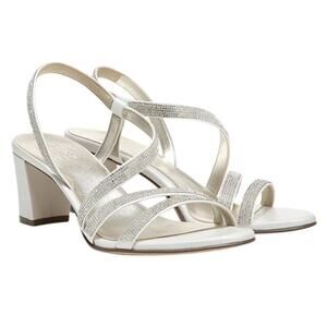 Naturalizer Womens Vanessa Heel US 8 NARROW White Satin Fabric Rhinestone NIB